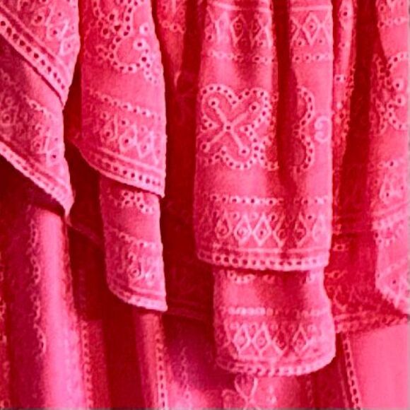 NWT Trina Turk Phebe embroidered one shoulder pink ruffle dress size M - Picture 8 of 12